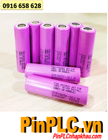 Samsung ICR18650-26JM; Pin 3.7v Samsung ICR18650-26JM (2600mAh) Dischagre dòng xả 5.2A